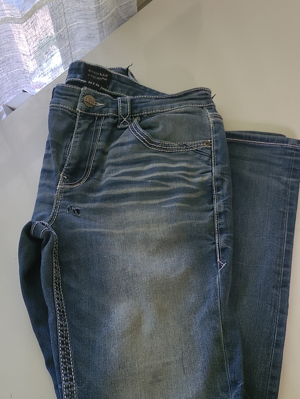 Buckle Black Blue Denim Bootcut Jeans